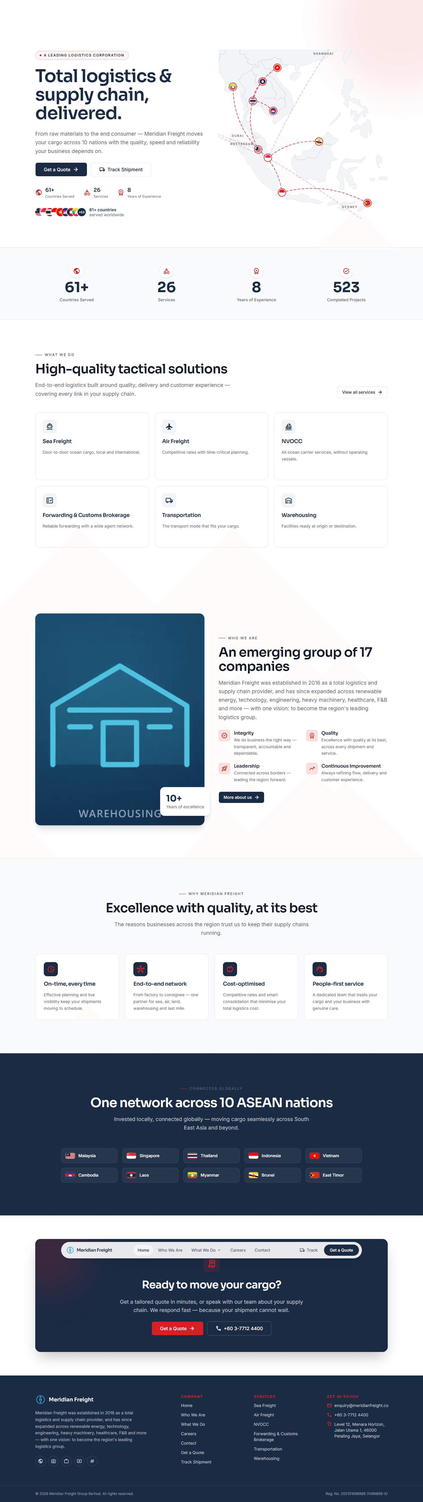 Screenshot of Meridian Freight — Logistics Platform